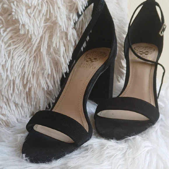 Vince Camuto Black Square Heels with Ankle Strap - Picture 5 of 12